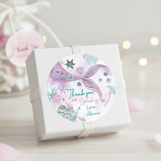 Round thank you label - Mermaid Love Doxbox Store|]Peppydots