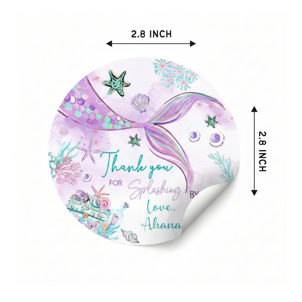 Round thank you label - Mermaid Love Doxbox Store|]Peppydots