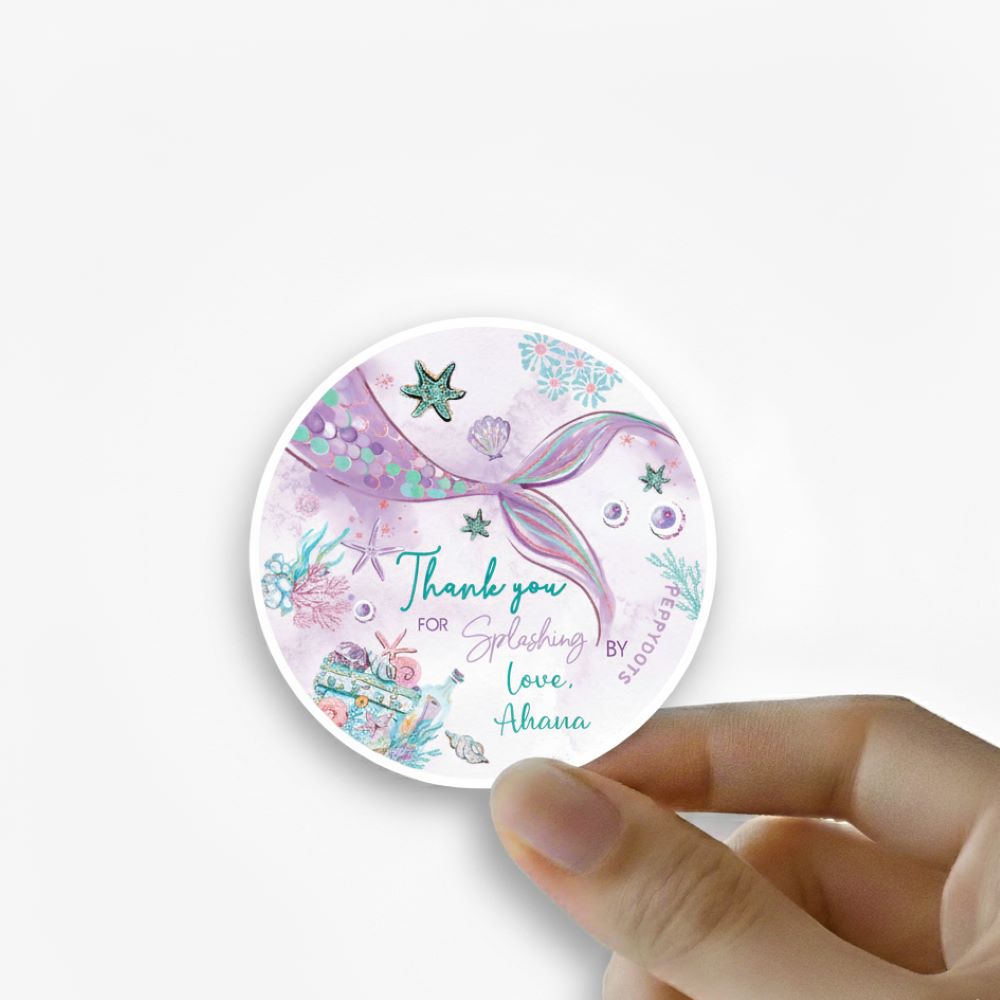 Round thank you label - Mermaid Love Doxbox Store|]Peppydots