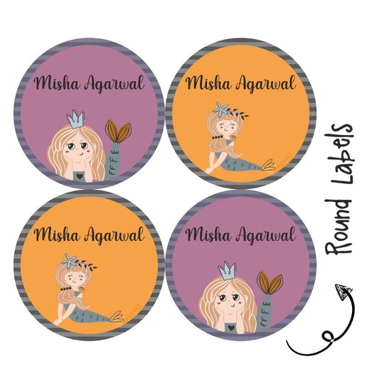 Round Waterproof Labels - Mermaid queen Doxbox Store|]Peppydots
