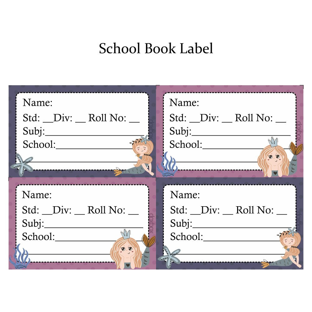 NP SCHOOL BOOK LABEL - Mermaid Queen Doxbox Store|]Peppydots