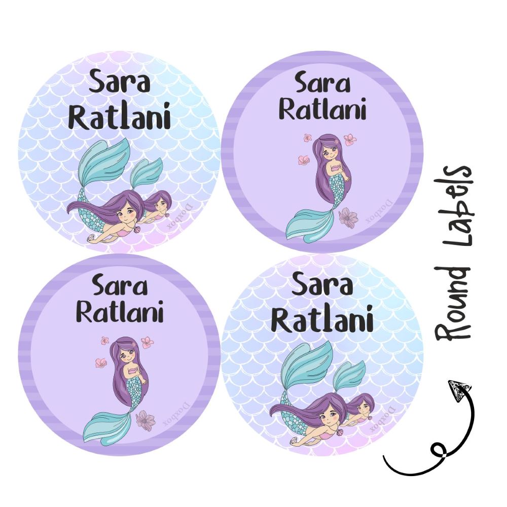 Round Waterproof Labels - Mermaid Doxbox Store|]Peppydots
