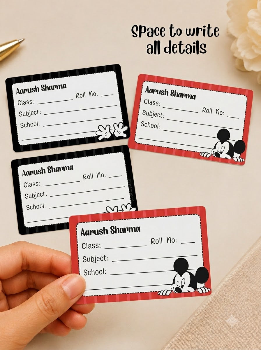 Personalized School Book Labels - Mickey Mouse Peppydots|]Peppydots
