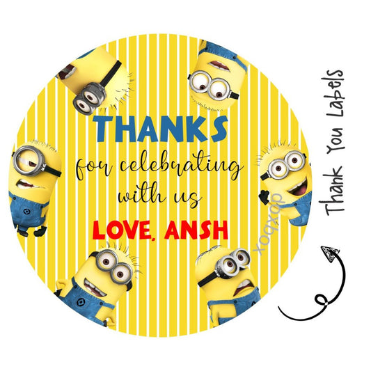 Round thank you label - Minions - Peppydots
