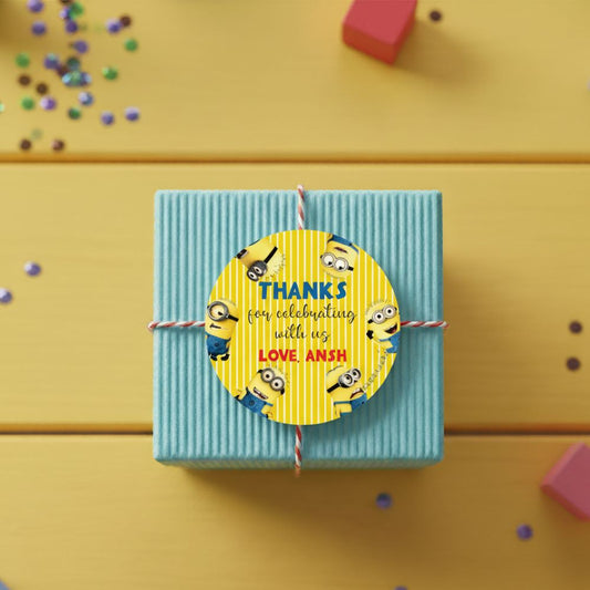 Round thank you label - Minions Doxbox Store|]Peppydots