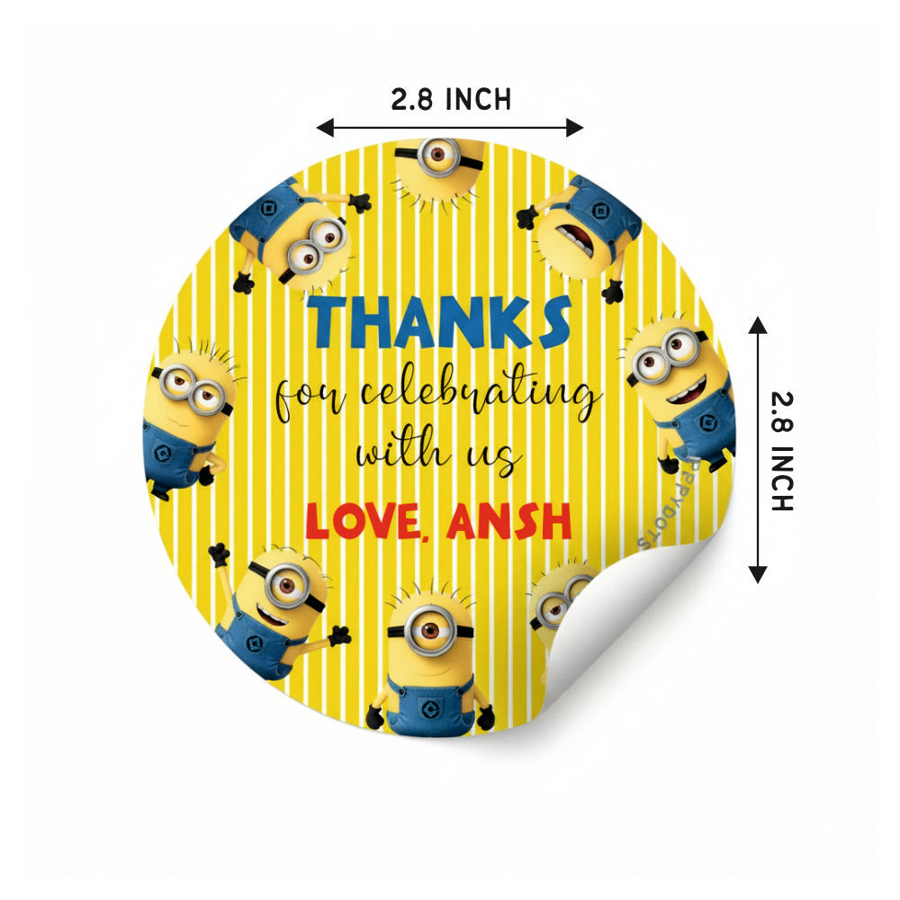 Round thank you label - Minions Doxbox Store|]Peppydots
