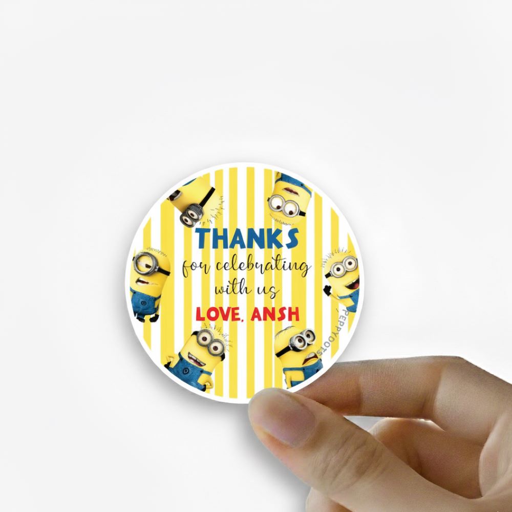 Round thank you label - Minions Doxbox Store|]Peppydots