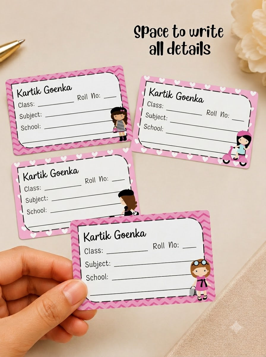 Personalized  School Book Labels - Paris Girl Peppydots|]Peppydots