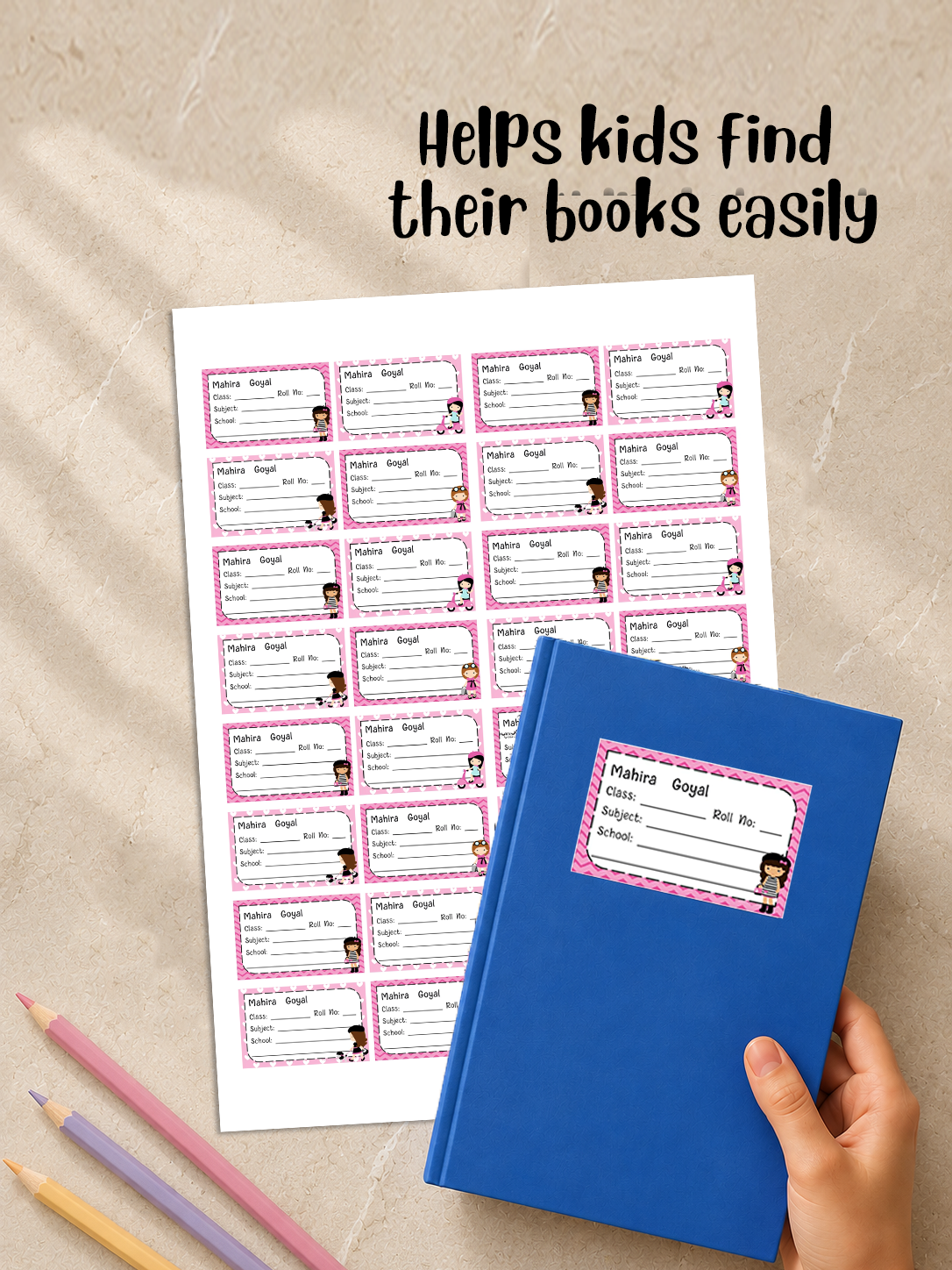 Personalized  School Book Labels - Paris Girl Peppydots|]Peppydots