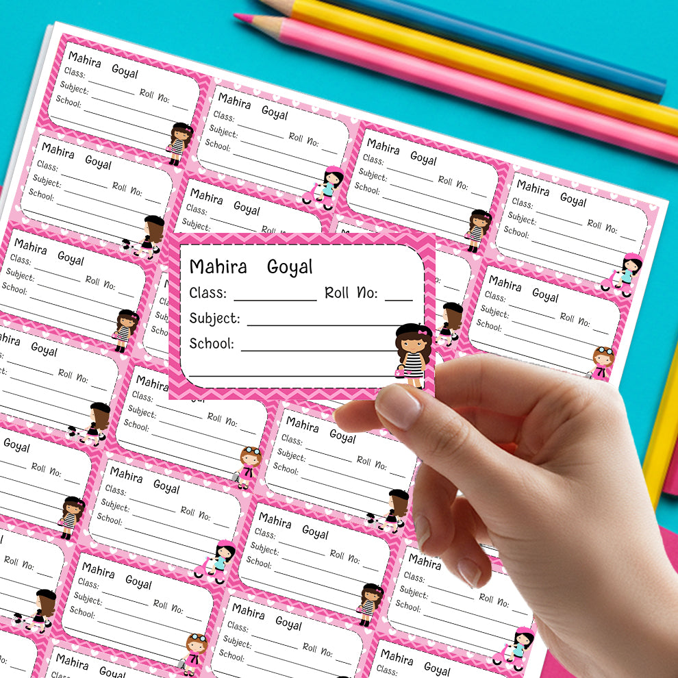 Personalized  School Book Labels - Paris Girl Peppydots|]Peppydots