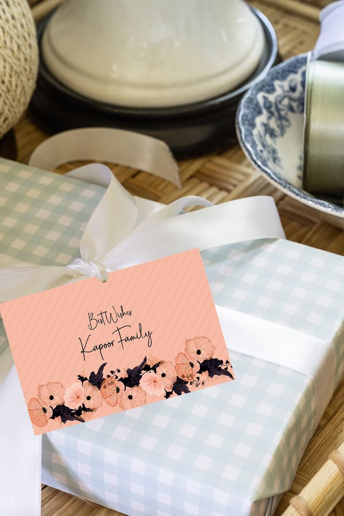 Gift Tag - Peach floral Doxbox Store|]Peppydots