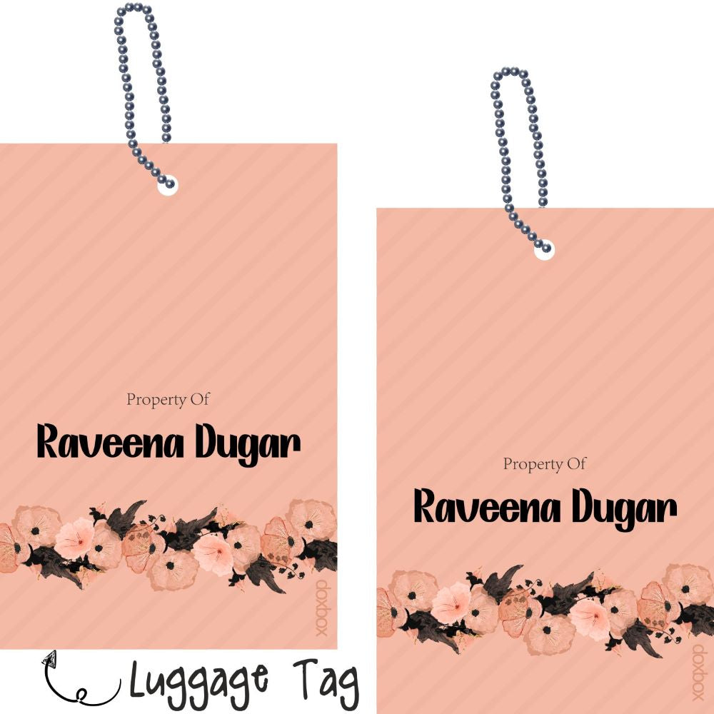 Luggage Tag - Peach Stripe - Peppydots