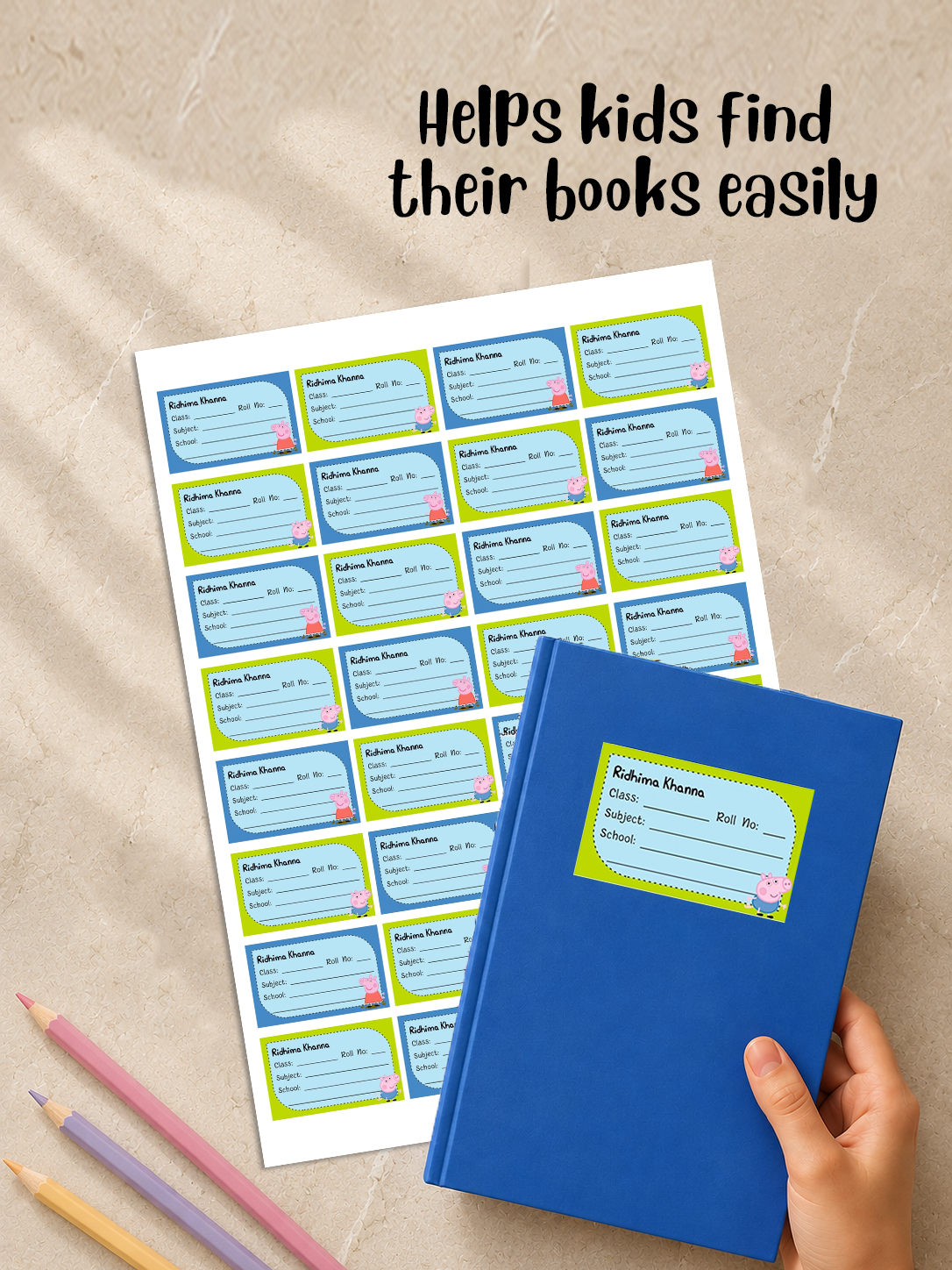 Personalized School Book Labels - Peppa Pig Peppydots|]Peppydots