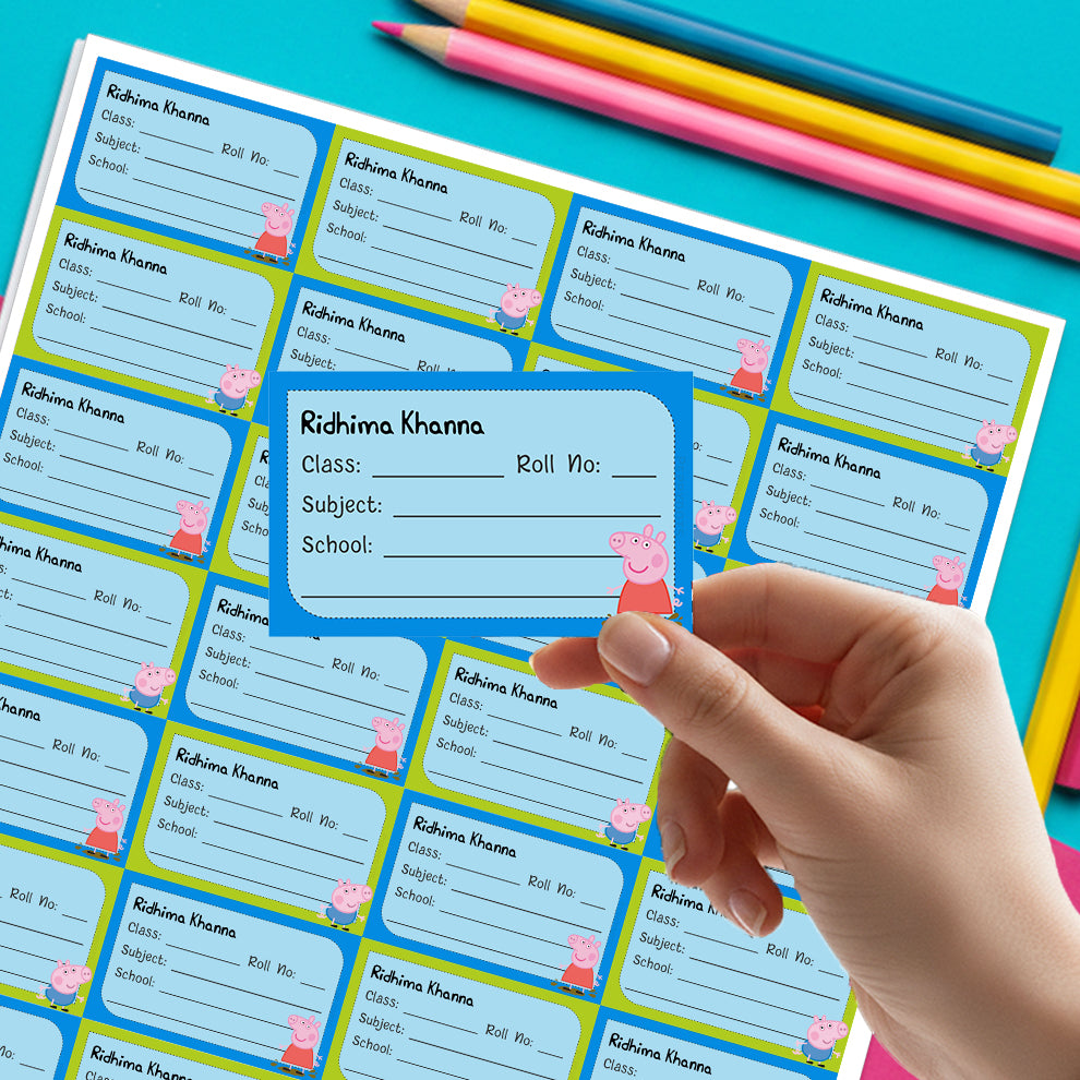 Personalized School Book Labels - Peppa Pig Peppydots|]Peppydots