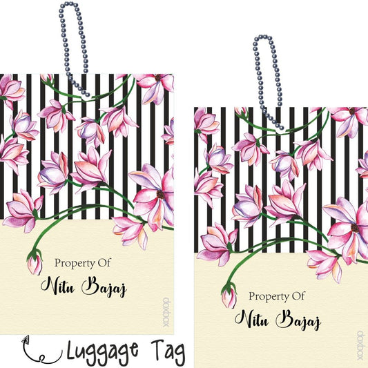 Luggage Tag - Pink Tulip - Peppydots