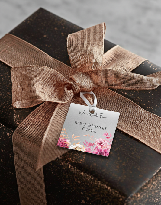 Silver Gift Tag - Pink Flowers Doxbox Store|]Peppydots