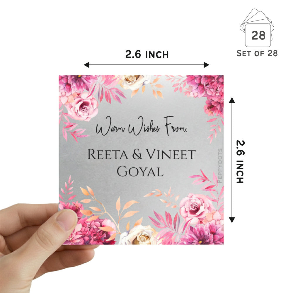 Silver Gift Tag - Pink Flowers Doxbox Store|]Peppydots