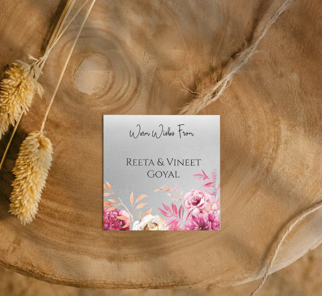 Silver Gift Tag - Pink Flowers Doxbox Store|]Peppydots