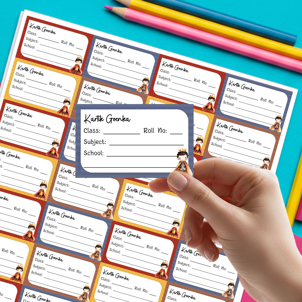 Personalized School Book Labels - Prince Peppydots|]Peppydots