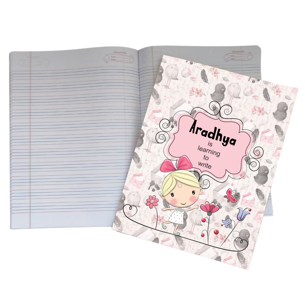 Writing Practice Book Girl with Butterfly - Peppydots