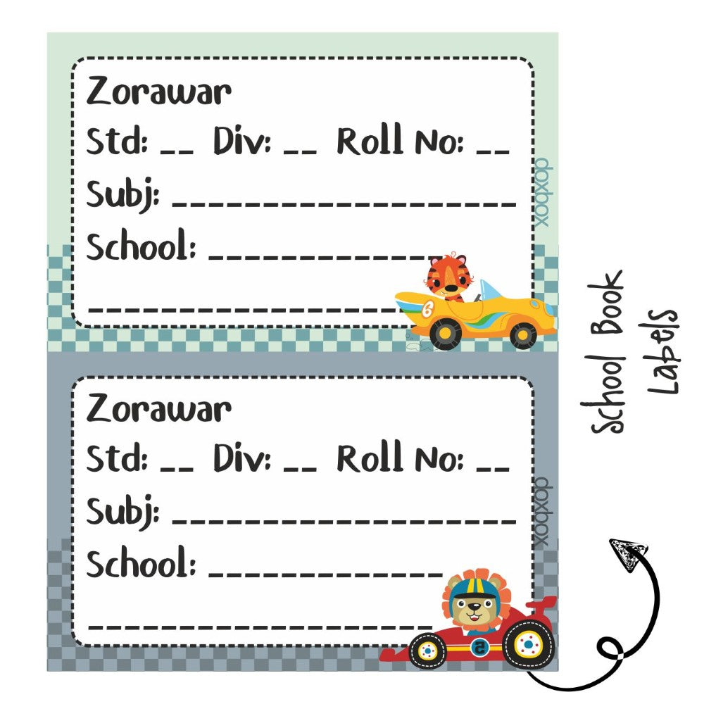 School Book Label - Animal Racer Doxbox Store|]Peppydots