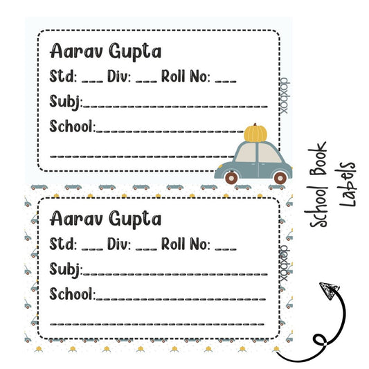 School Book Labels-Car Doxbox Store|]Peppydots