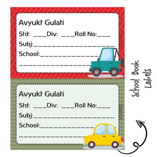 School Book Labels-Cute Car Doxbox Store|]Peppydots