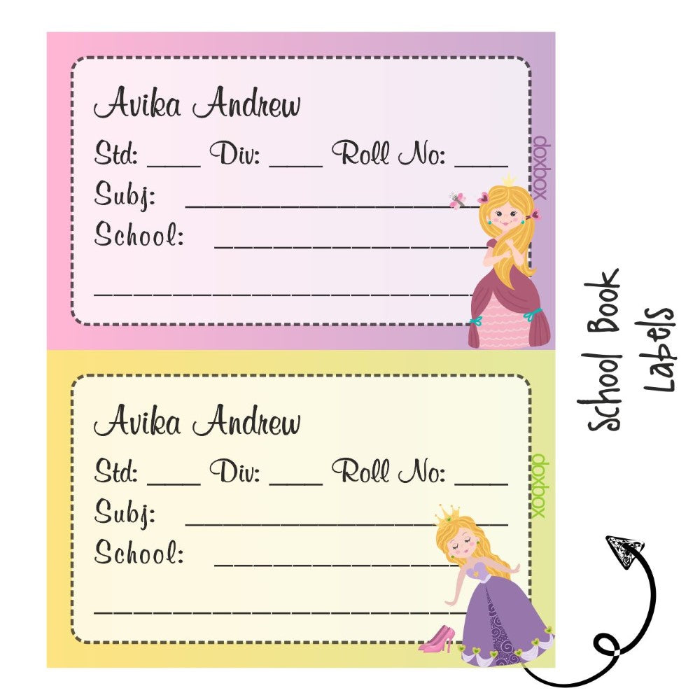 School Book Labels-Cute Princess Doxbox Store|]Peppydots