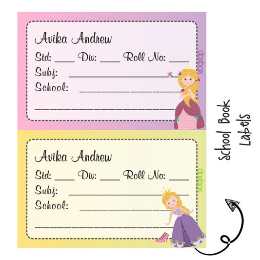 School Book Labels-Cute Princess Doxbox Store|]Peppydots