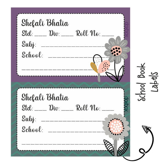 School Book Labels-Fancy Flower Doxbox Store|]Peppydots