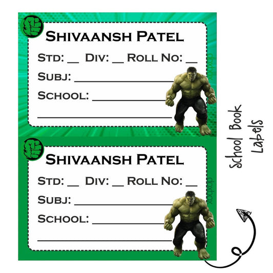 School Book Labels-Hulk Doxbox Store|]Peppydots