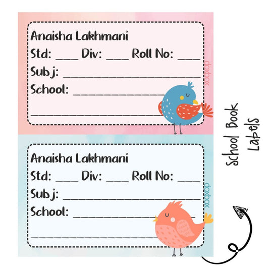 School Book Labels-Sweet Bird Doxbox Store|]Peppydots
