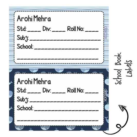 School Book Labels-Whale Doxbox Store|]Peppydots