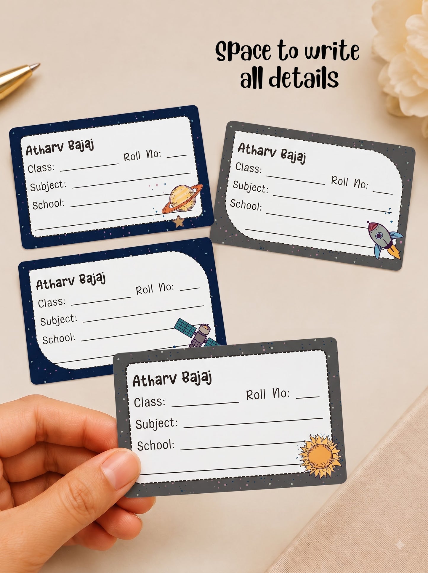 Personalized School Book Labels - Space Rocket Doxbox Store|]Peppydots