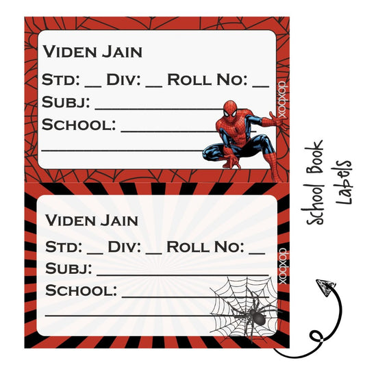 School Book Labels - Spiderman - Peppydots