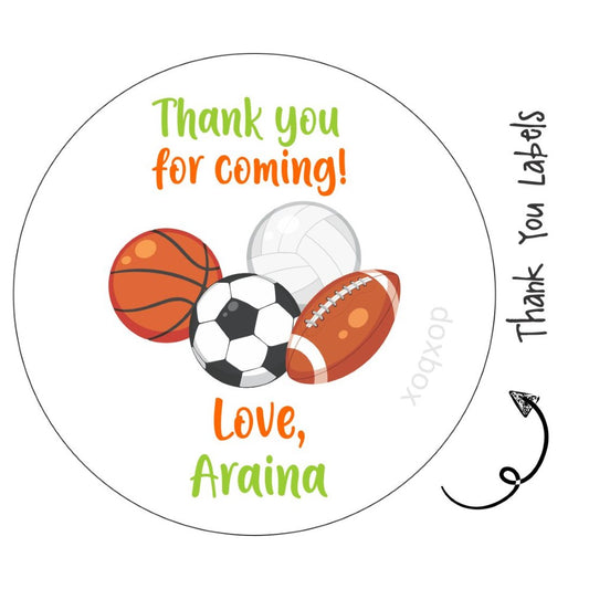 Round thank you label - Sports fun - Peppydots