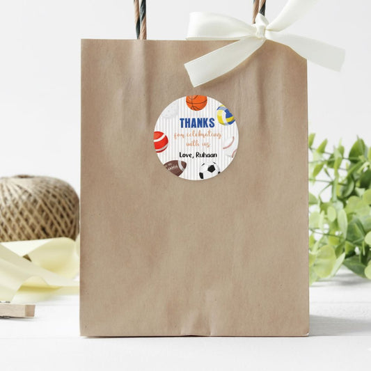 Round thank you label - Sports Doxbox Store|]Peppydots