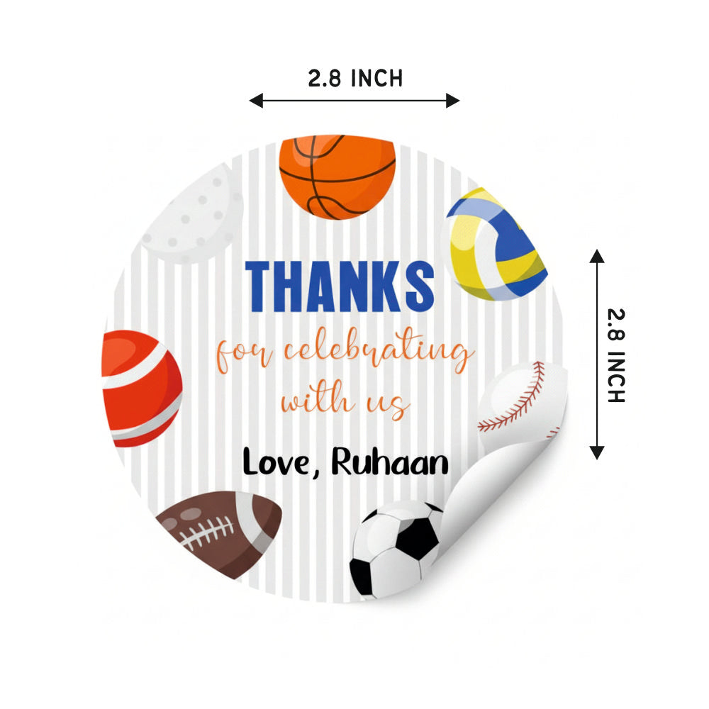 Round thank you label - Sports Doxbox Store|]Peppydots