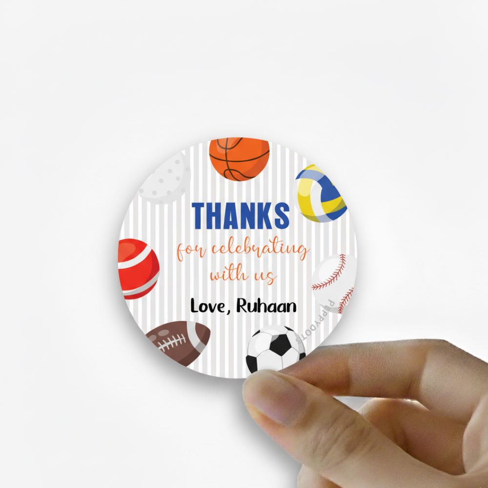 Round thank you label - Sports Doxbox Store|]Peppydots