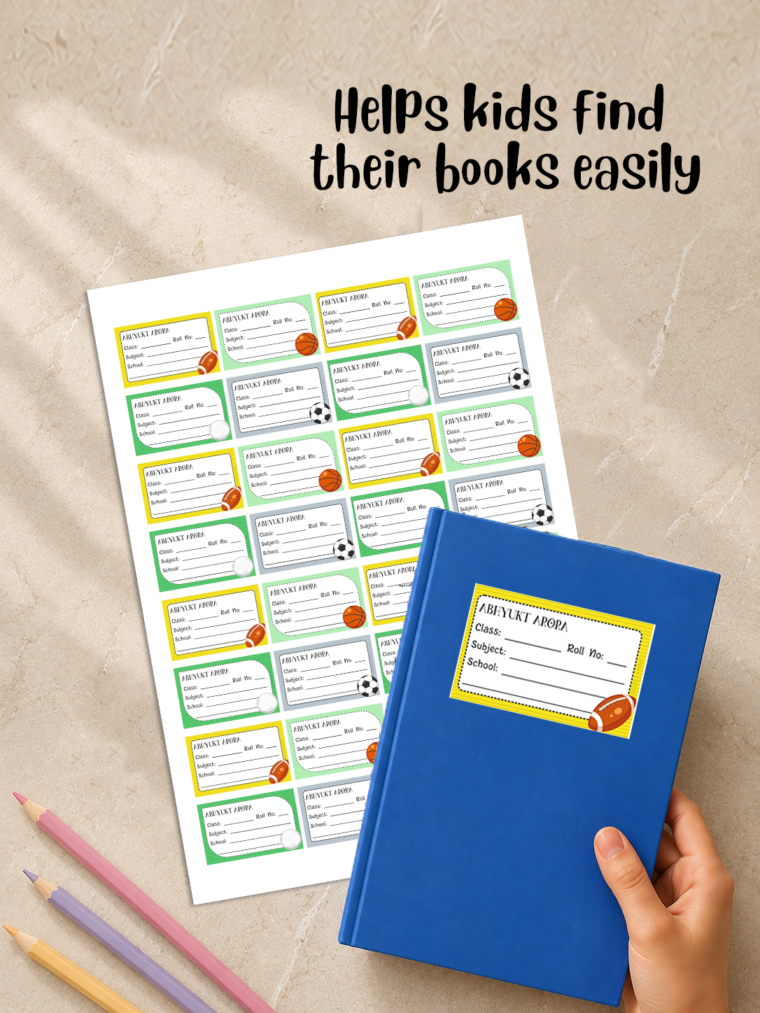 Personalized School Book Labels - Sport Fun Peppydots|]Peppydots