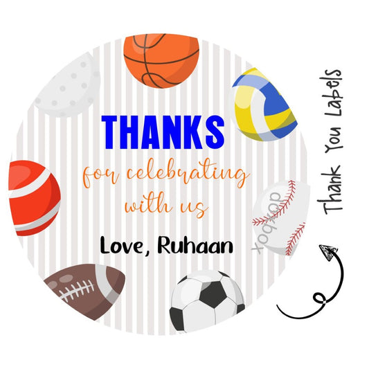 Round thank you label - Sports - Peppydots