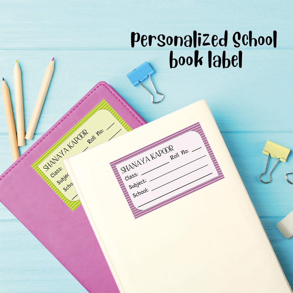 Personalized School Book Labels - Stripes Peppydots|]Peppydots