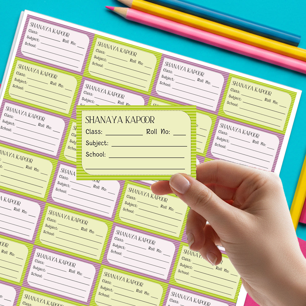 Personalized School Book Labels - Stripes Peppydots|]Peppydots