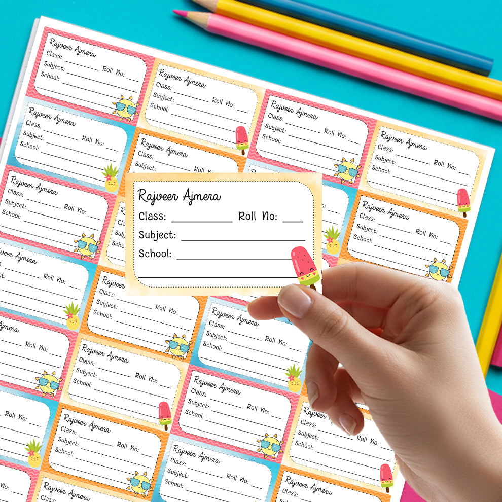Personalized School Book Labels - Summer Fruits Peppydots|]Peppydots