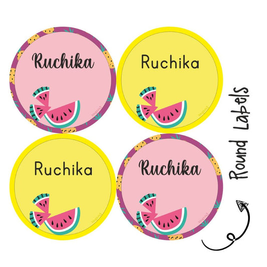 Round Waterproof Labels -Summer Fruits Doxbox Store|]Peppydots