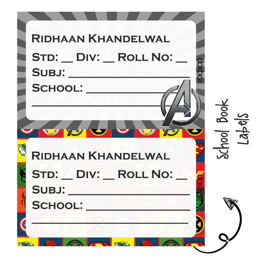 School Book Labels - Superhero - Peppydots