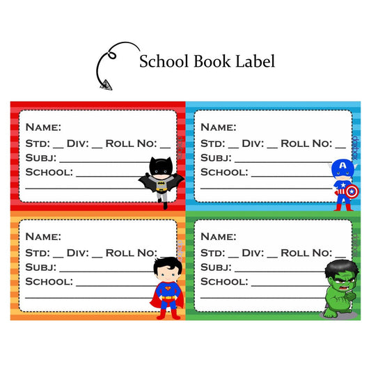 NP SCHOOL BOOK LABEL Superhero Doxbox Store|]Peppydots
