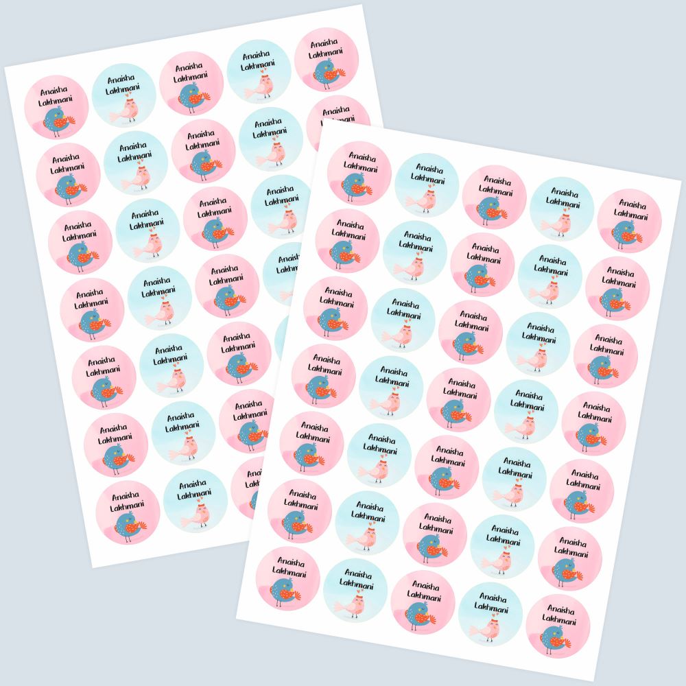 Round Waterproof Labels - Sweet birds Doxbox Store|]Peppydots