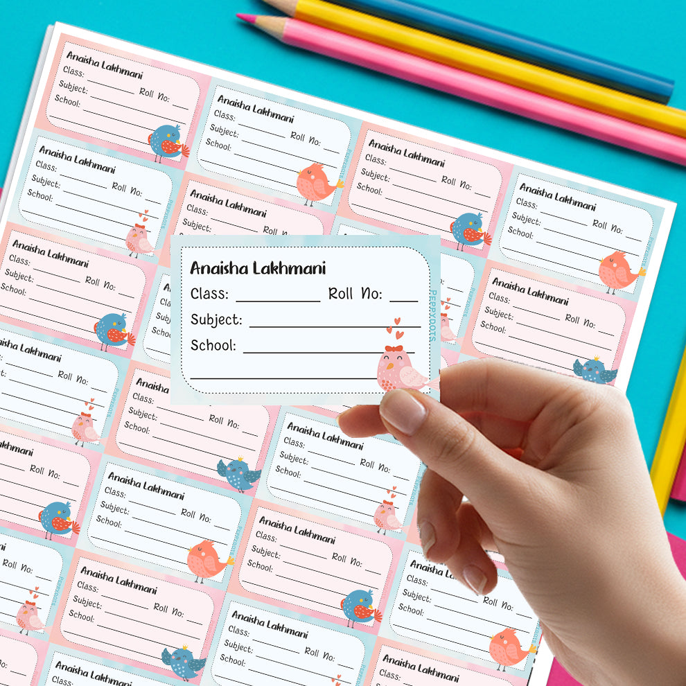Personalized School Book Labels - Sweet Bird Peppydots|]Peppydots