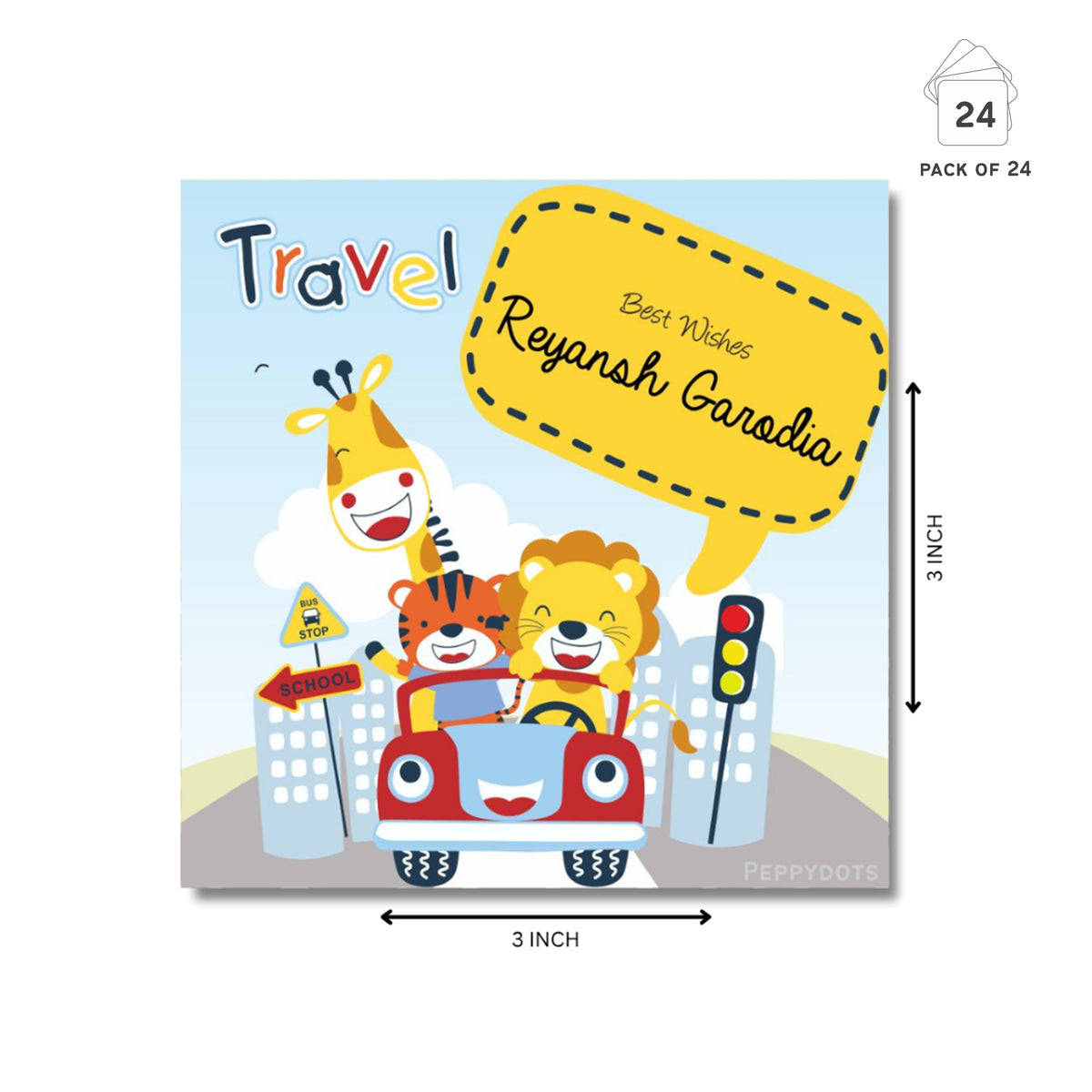 Gift Tag - Tiger On Ride Peppydots|]Peppydots
